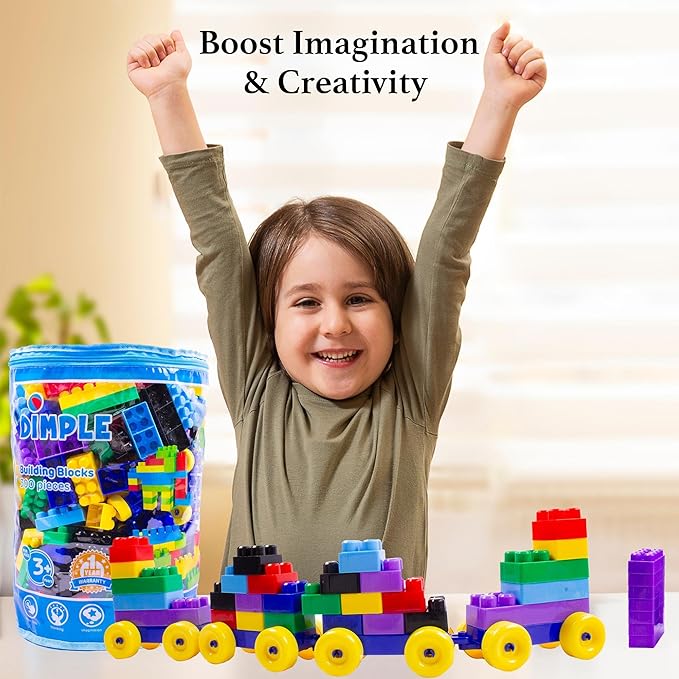 Dimple Large Blocks for Toddlers/Kids Stackable, Multi-Colored, Interlocking Toys Safe, Non-Toxic Plastic Bright Colors, Waterproof Boys and Girls Age 3 + (1200 Pieces)