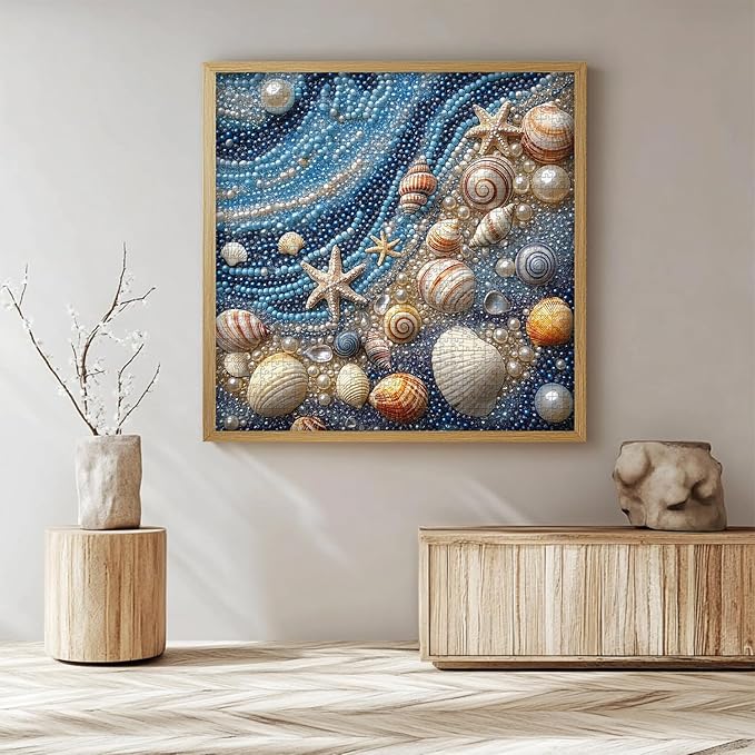 Beach 1000 Piece Puzzles for Adults, PICKFORU Mosaic Gradient Sea Jigsaw Puzzles Jewel Seashells, Challenging Hard Unique Pearl Shell Ocean Theme as House Decor