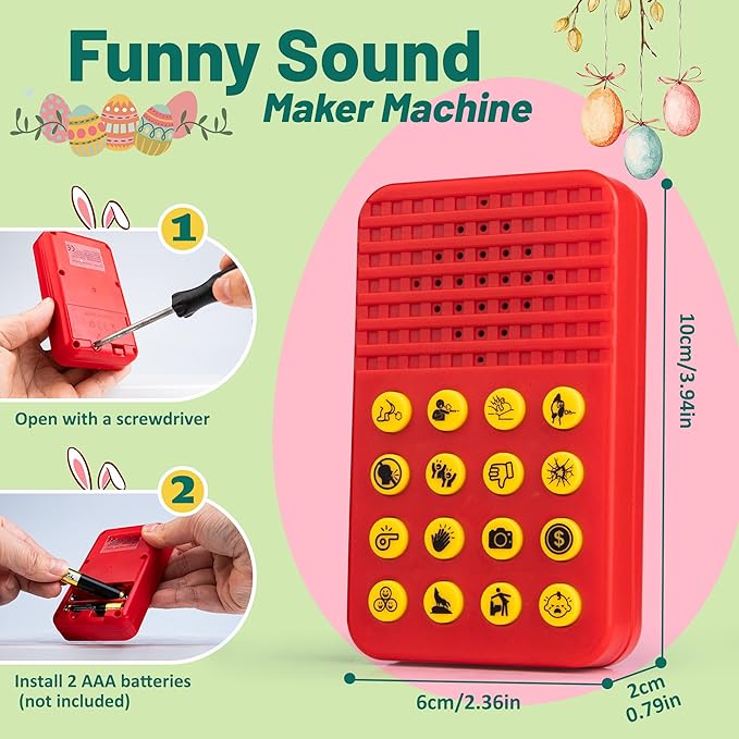 Sound Effects Machine with 16 Hilarious Sounds- Easter Basket Stuffers- Prank Noise Maker for Parties Office Home, Portable Sound Maker for Adults, White Elephant Gifts & Gift Exchanges