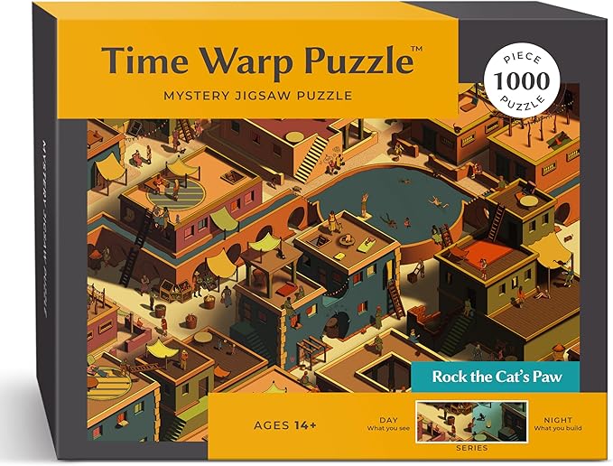 Time Warp Puzzle Series 1 – Day to Night Hidden Scene | 1000 Piece Jigsaw Puzzle for Adults | Discover a Story that Transforms as You Build | Giftable Magic Puzzle Art (Rock the Cat's Paw)