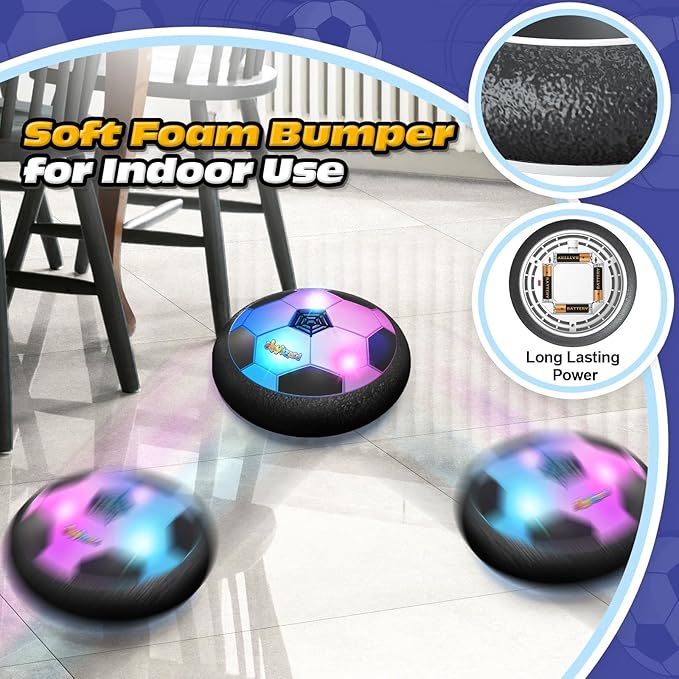Set of 2 Hover Soccer Ball,Boys Toys Gifts for 3 4 5 6 7 8 Years Old,Air Power Kids Soccer Ball with LED Light,Hover Soccers Balls Indoor for Boys and Girls 3-5 6-8,Outdoor Indoor Game