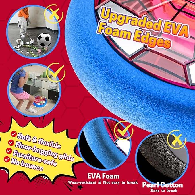 SUYUKI Hover Soccer Ball for Kids Boys, Spider Soccer Toys for Boys 4 5 6 7 8 9 10, Indoor Boy Toys with Led Lights and Foam Cushion Spider Hover Football Air Power Football