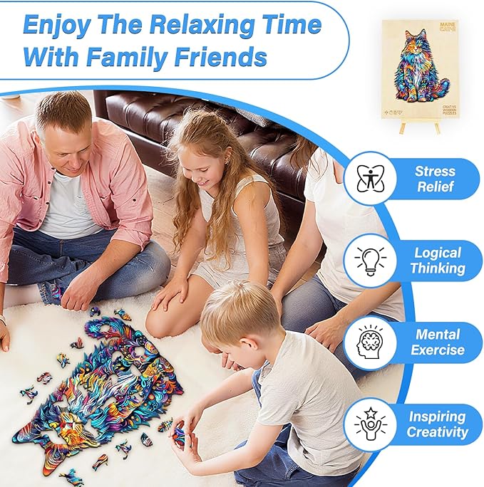 Wooden Puzzles for Adults, Cat Puzzles, Wooden Jigsaw Puzzles for Adults, 220 Pieces Wood Puzzles Adult, Unique Animal Shape Wood Puzzle, Creative Puzzle Gifts for Family Friend(13.3 * 10.4in)