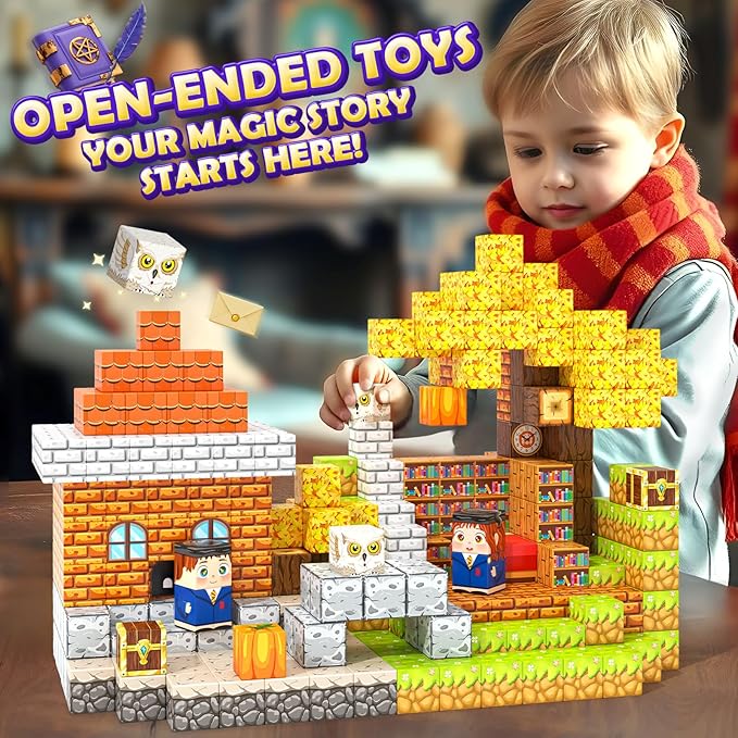 80PCS Magnetic Blocks - Build Mine Magnet World Magic World Adventure Set, 1’’ Magnet Cubes Kids Sensory Toys for Kids Age 3-5 5-7 8-12, Building Blocks Gift for 3 4 5 6 7 8 9 10 Year Old Boys & Girls