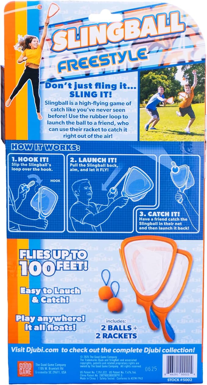 Djubi Slingball, Best Gifts for Kids All Ages 6 & Up - Slingshot Outdoor Beach, Lawn, & Tailgating Family Game - Toys Gifts for 6 7 8 9 10 Year Old Boys - Freestyle
