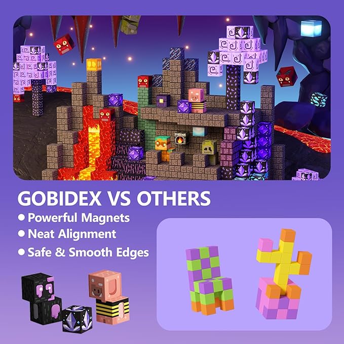 GobiDex 200PCS Magnetic Blocks Kids Building Toys for Boys Girls 3+, Game-Based Build MagWonder with Magnet Construction Toys, STEM Sensory Gift for Birthday