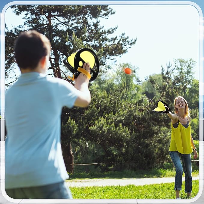 12 Pcs Toss and Catch Ball Game Set Include 4 Pcs Paddles 8 Balls Throw and Catch Ball Game for Outdoor Beach Pool Yard Games