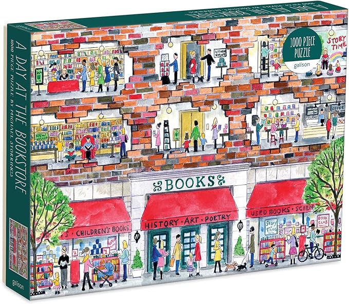 Galison Michael Storrings A Day at The Bookstore 1000 Piece Puzzle from Galison - Beautifully Illustrated Jigsaw Puzzle of a Local Bookstore, 27" x 20" Fun & Challenging, Unique Gift Idea