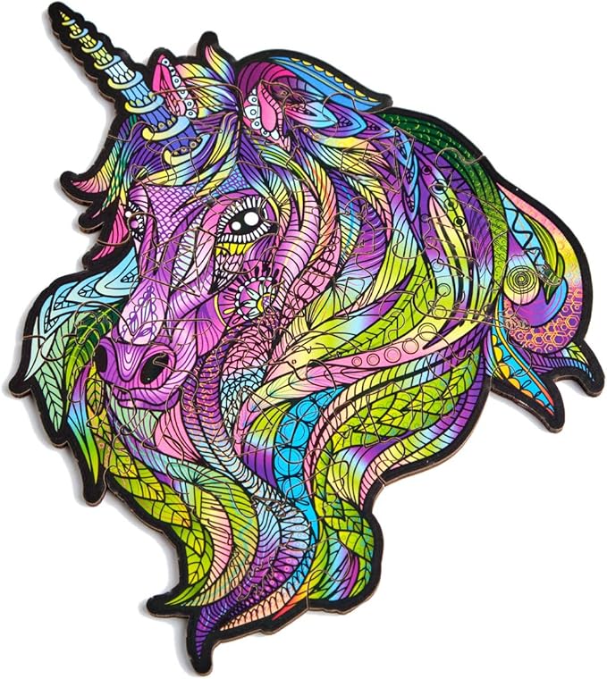 Wood Trick Purple Wind Mini Wooden Jigsaw Puzzle for Adults and Kids - 6.3 x 6.7 in - Animal Unique Shaped Figured Jigsaw Puzzle Pieces - Premium Quality
