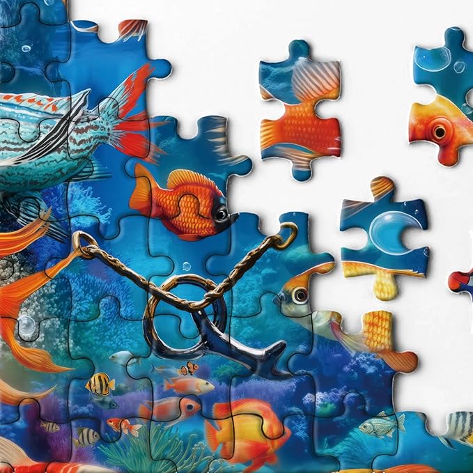 Ocean Tropical Fish Puzzle for Adults 1000 Pieces, Colorful Sea Animal Art Jigsaw Puzzle, Maine Nature Underwater Coral Puzzle