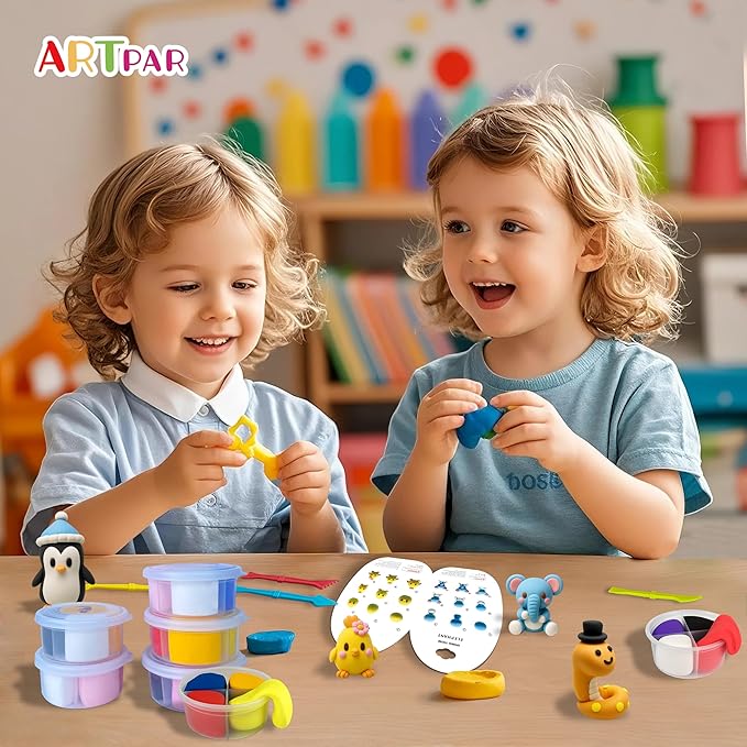 Air Dry Clay Kit for Kids-12 Animals Modeling Magic Clay,DIY Art Crafts Molding Clay Set,Ultra Light & Soft, Safe & Non-Stick with Sculpting Tools & Tutorials, Unique Gifts for Boys & Girls