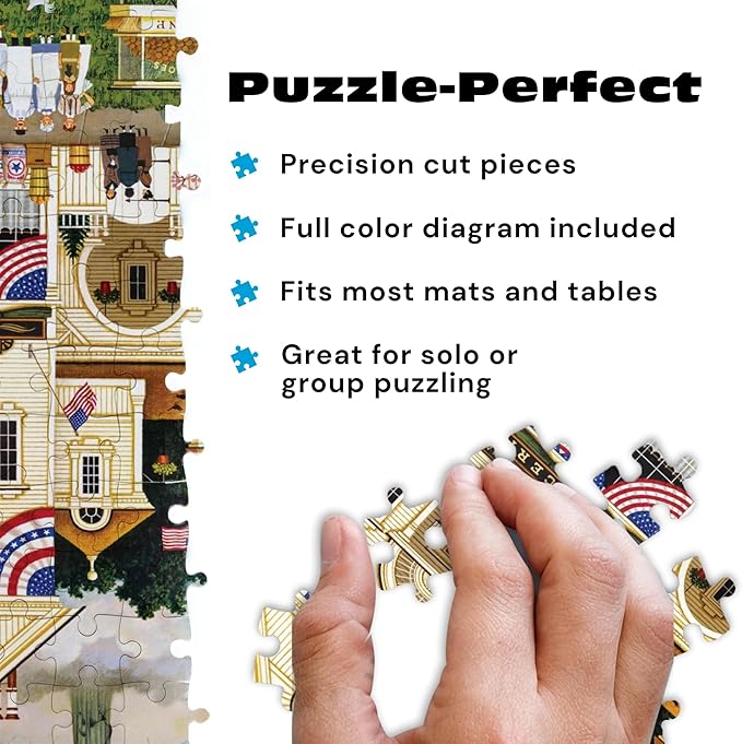 Buffalo Games - Jigsaw Puzzle 500 Pieces for Adults - Charles Wysocki Lady Liberty’s Independence Day Enterprising - Premium Giftable Foil Box with Reference Poster - Made in USA