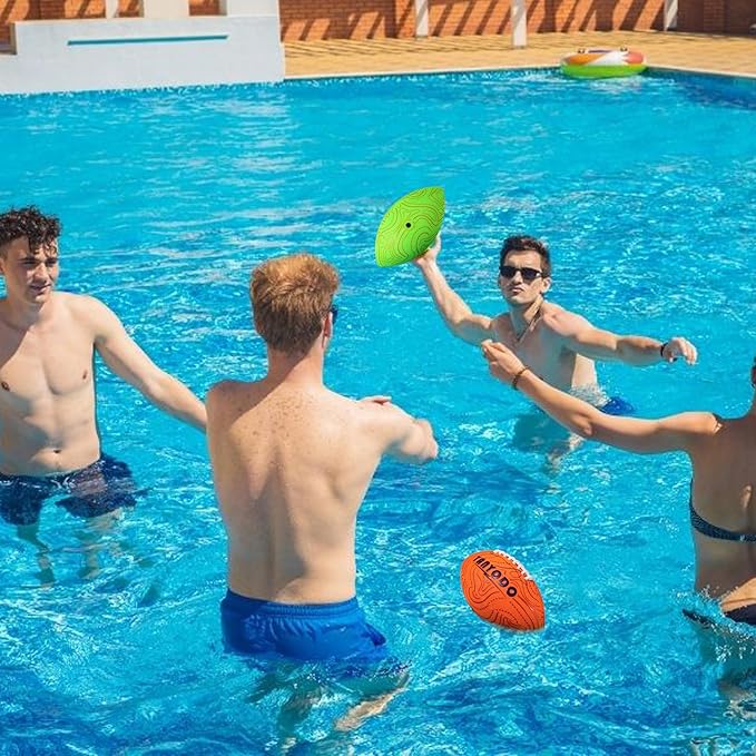 Pool Beach Water Football - 2 Pack Waterproof Football Great Grip for Swimming Pool Beach Lake Park Backyard Outdoor Play(Size 6,Orange&Green)