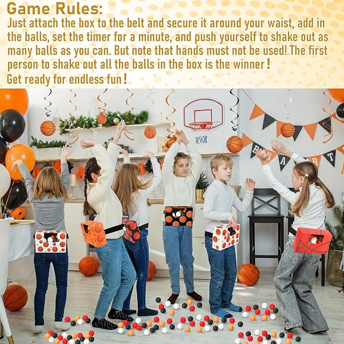 4 Set Basketball Party Favor Games Swing Shaking Ball Game Set Basketball Novelty Twerk Game, 40 Balls, Ribbon Cardboard Boxes Sport Games for Family Adult Large Group Sport Party Favors