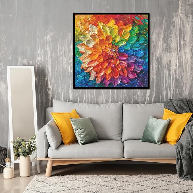 Rainbow Flower 1000 Pieces Puzzle for Adults, Colorful Dahlia Flower Plant Jigsaw Puzzles, Challenging Floral Art Nature Puzzle as Floral Decor