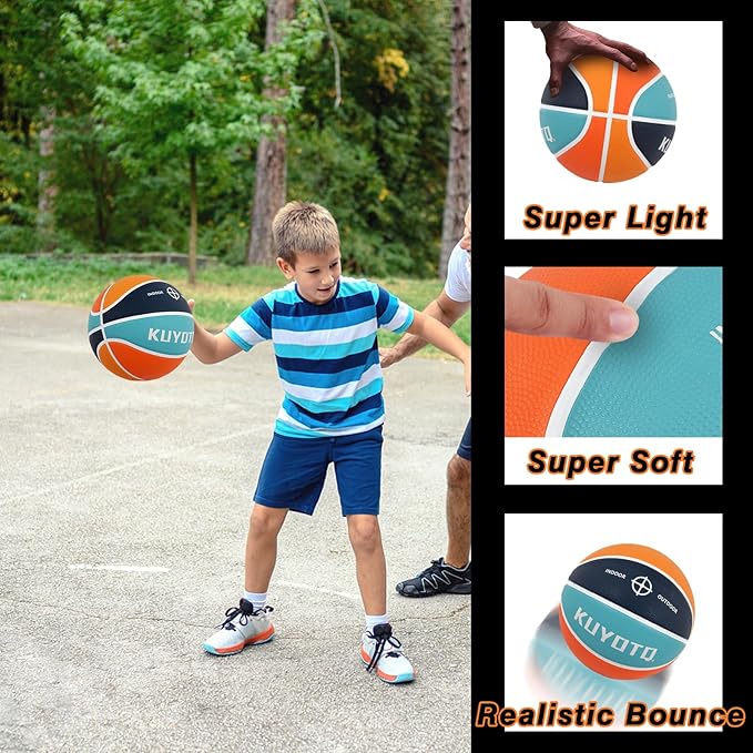 KUYOTQ Kids Youth Adult Size 3/4/5/6/7 (22/25.5/27.5/28.5/29.5") Basketball Premium Rubber or Faux Leather Basketball Indoor Outdoor Basketball for Boys Girls Womens Mens Basketball Gifts (Deflated)