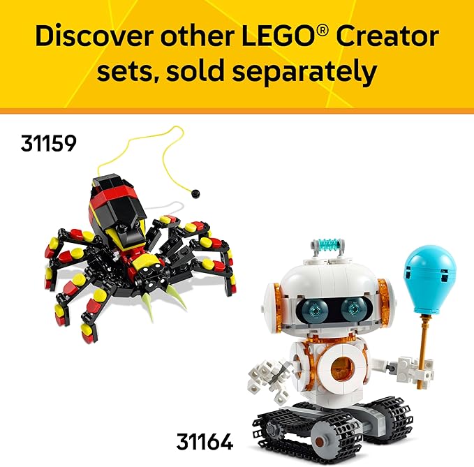 LEGO Creator 3 in 1 Aircraft Race Plane Toy - Building Toy with 3 Building Options, Airplane, Fighter Jet, or Helicopter - Gift Idea for Kids, Boys and Girls, Ages 7+ - 31160