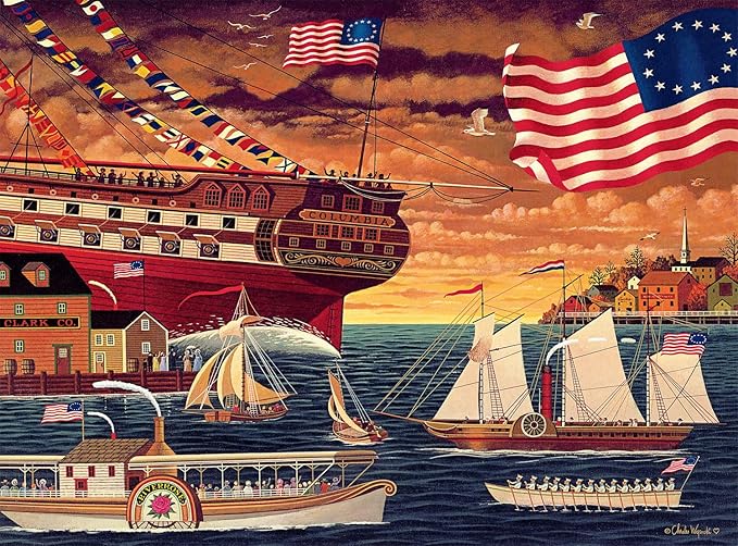 Buffalo Games – 1000 Piece Jigsaw Puzzle - Patriotic Harborview - Charles Wysocki Colorful Puzzle for Adults – Precision-Cut Pieces, Beautiful Artwork, and Hours of Relaxing Fun