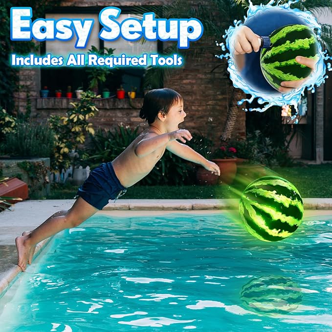LED Underwater Pool Ball Game – 2 Pack 9" Glow Water Ball Toy for Kids, Teens, Pool Sports Game for Water Football & Basketball, Fun Pool Game for Backyard Parties & Outdoor Water Play