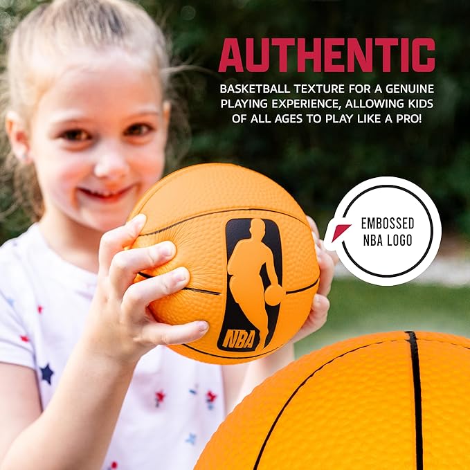 Franklin Sports NBA 5” Foam Basketball - (2) Mini Soft Foam Youth Basketballs - Indoor + Outdoor Toy Basketballs for Kids - Perfect Mini Hoop Ball - 2 Pack - Orange