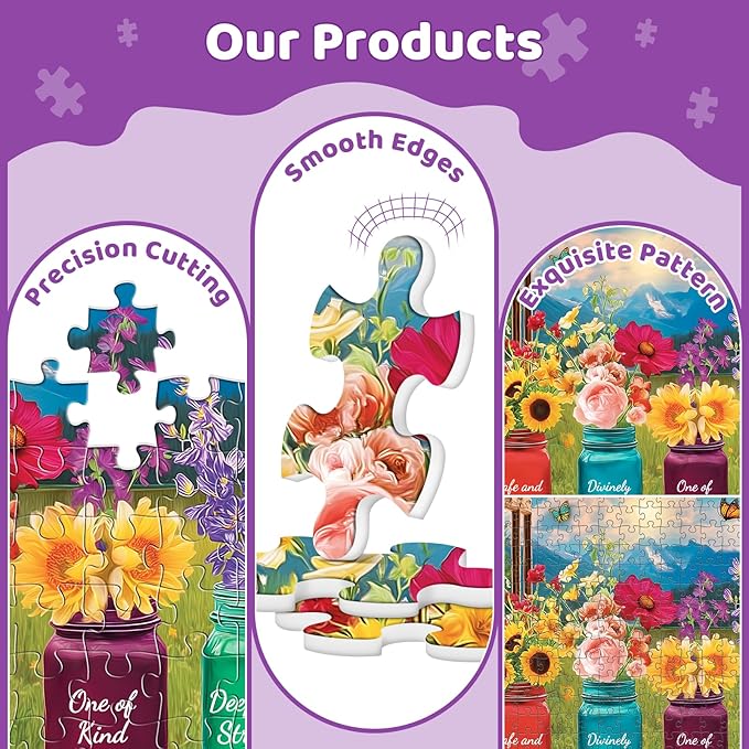 Puzzles for Adults 500 Pieces,Beautiful Glass Vase Puzzle for Adults 500 Pieces,Spring Flowers Jigsaw Puzzles for Seniors, Perfect for Game Nights Giving Puzzles,20.5x15 in