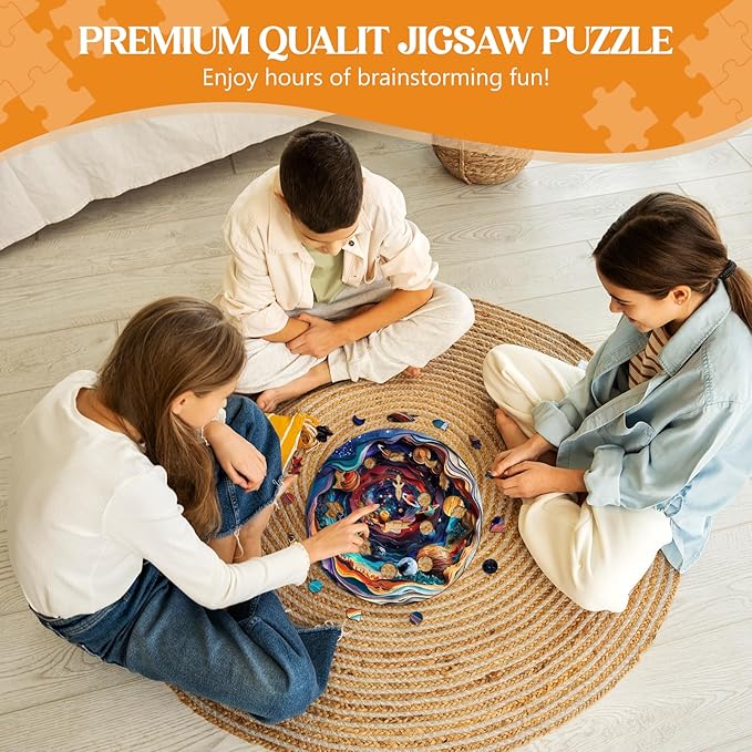 Wooden Puzzles for Adults, 3D Vision Effect-3D Universe Wood Puzzles Adult,Unique Animal Shaped Wooden Jigsaw Puzzle,Creative Gifts for Friends/Family/Puzzle Lovers,Home Decor(L-13.4 * 13.4in 300pcs)