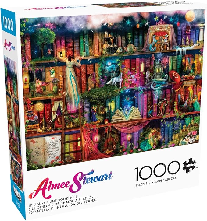 Buffalo Games - Aimee Stewart - Treasure Hunt Bookshelf - 1000 Piece Jigsaw Puzzle for Adults -Challenging Puzzle Perfect for Game Nights - Finished Size is 26.75 x 19.75