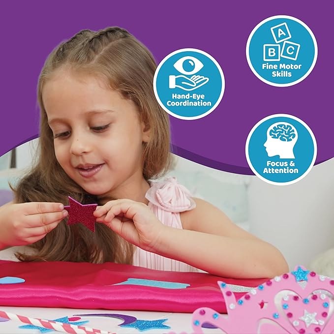 jackinthebox Princess Themed Arts and Crafts for Girls - Make a Cape, Tiara and Wand, Easter Gifts for Girls Ages 5 6 7 8 Years, 3 Craft Projects in 1 Box..