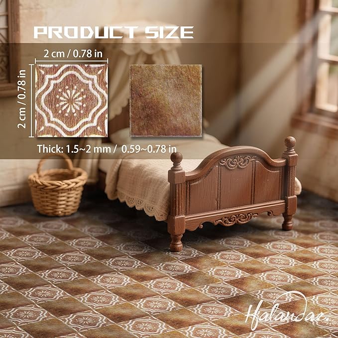 Dollhouse Flooring Tiles on 1/12 1/6 Scale Miniature Decor Accessories 128pcs Double-Sided
