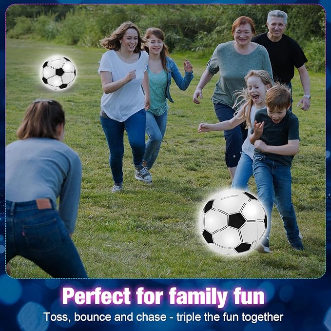 Zhanmai 10 Pcs Inflatable Soccer Balls, Glow in the Dark Beach Balls Bouncing Sports Light up Swimming Pool Toys for Soccer Birthday Party Decorations Favors