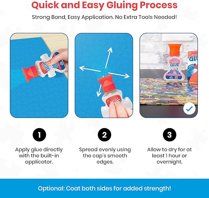 MasterPieces Puzzle Glue 5oz Shaped Bottle - Clear - Jigsaw Puzzle with Vibrant Artwork and Durable Pieces - Fun Family Activity, Brain Challenge, and Educational Entertainment for Teens and Adults