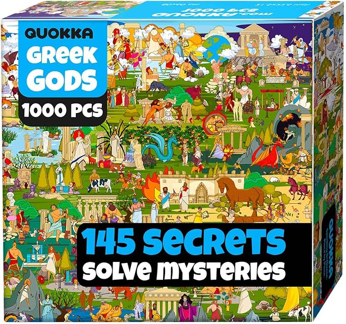 QUOKKA 1000 Piece Jigsaw Puzzle for Adults Greek Gods – Puzzles for Adults 1000 Pieces Premium Box Packaging - Extra Fun with Hidden Secrets & Audio Story – Perfect Relaxation & Creativity & Gift