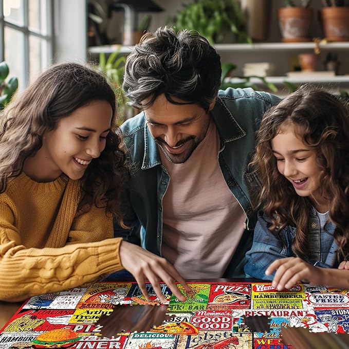 White Mountain 1000 Piece Jigsaw Puzzle Nostalgic Restaurant Collage Puzzles with Large Pieces for Adults and Family 24"x30" - Out to Lunch