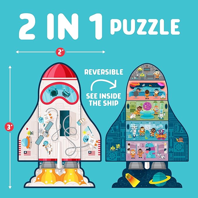 Chuckle & Roar Dinosaur Glow Floor Puzzle 50 Piece Kids Puzzle - Giant 2 x 3 Foot Glow in The Dark Preschool Puzzle - Large Pieces for Ages 4+ - Educational Dinosaur Puzzle for Screen Free Time