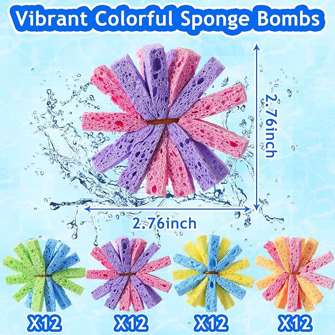 48 Pcs Reusable Water Balls for Outdoor Water Sponges Kids Games Toys Soft Quick Soak Pool Fight Toys for Summer Activities Backyard Trampoline Beach Party (Stylish Color)