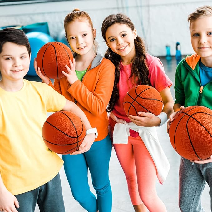 Vinsot 8 Pack Mini Rubber Basketballs Set 7 Inch Mini Hoop Basket Ball with Air Pump for Beginner Basketball Arcade Games Indoor Outdoor Pool Party Favors