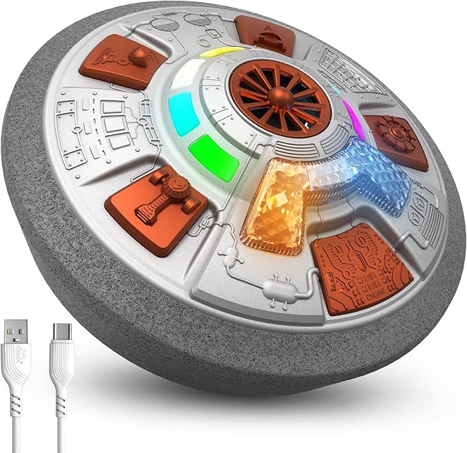Mothership Hover Soccer Ball - Inbuilt Rechargeable Battery - Indoor Soccer Toys with LED Light (Moonshine Silver)