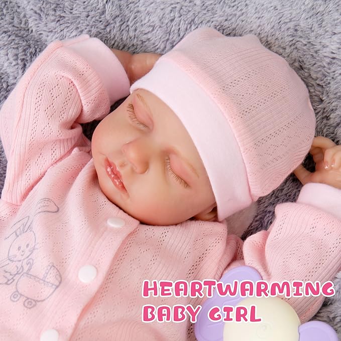 Milidool Lifelike Reborn Baby Dolls Girl-20-Inch Soft Body Realistic Silicone Baby Doll Newborn Baby Dolls American Sleeping Girl Real Life Dolls with Clothes and Toy Accessories Gift for Kids Age 3+
