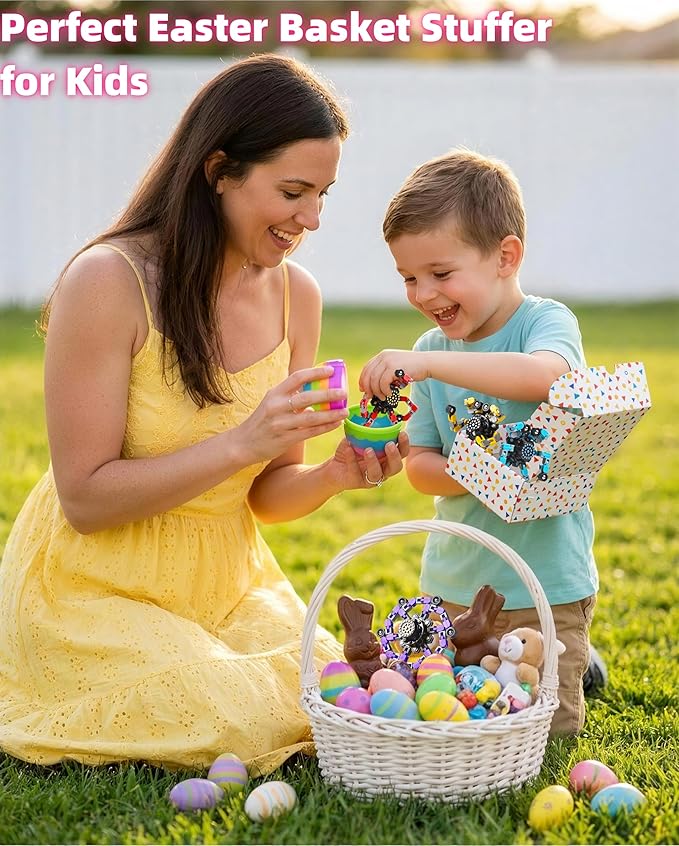 Easter Basket Stuffers,Transformable Fidget Spinners Toys 4 Pcs for Kids and Adults Stress Relief Sensory Toys for Boys and Girls Age 8-13 Fingertip Gyros Easter Party Favors Birthday Gifts for Teens