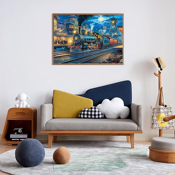 1000 Piece Puzzle for Adults, Train Departure Jigsaw Puzzle, Impossible Puzzles Game, Interlock Perfectly No Dust, Home Decoration Puzzle, Gift for Christmas Valentine Easter Parents