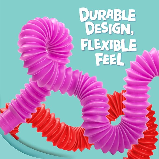 BUNMO Easter Basket Stuffers for Children - Pop Tubes - Easter Gifts for Kids - Sensory Fidget Toys - Creative Learning - Hours of Fun - Tons of Ways to Play - Non-Mouthable 3+ - 8 Pack Small
