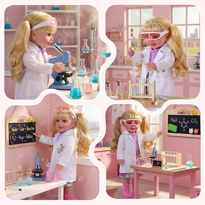 BABESIDE American Realistic Baby Doll Girl, 16 Inch Pretend Play Dolls Set, Long Gold Ponytail Complete with Clothes and Toy Accessories Gift for Kids Age 3+