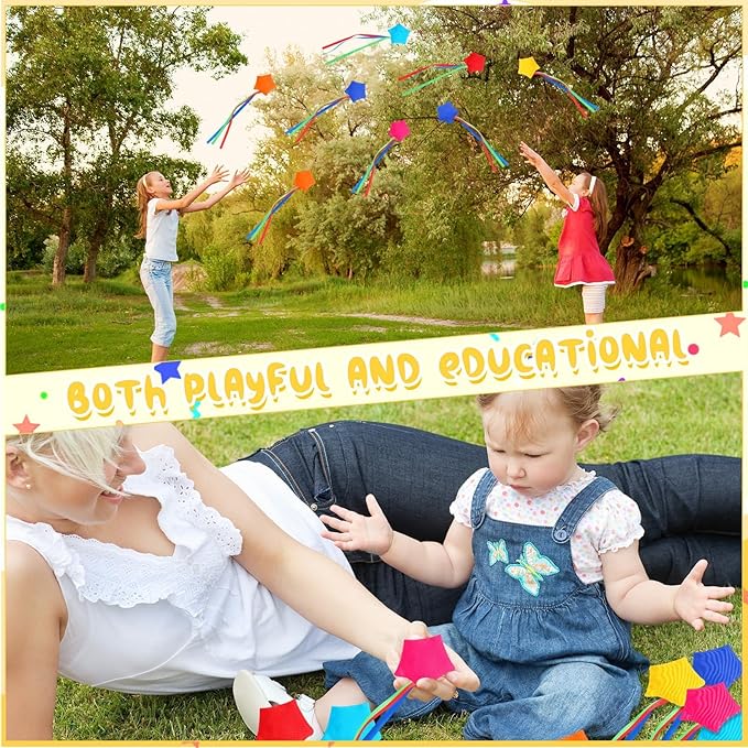 36PCS Star Bean Bags Toss for Kids Small Cornhole Bean Bags for Tossing with Storage Bag Hand Tossing Family Game Colorful Mini Star Shaped Beanbag with Ribbons Toddler Carnival Outdoor Sport Supply