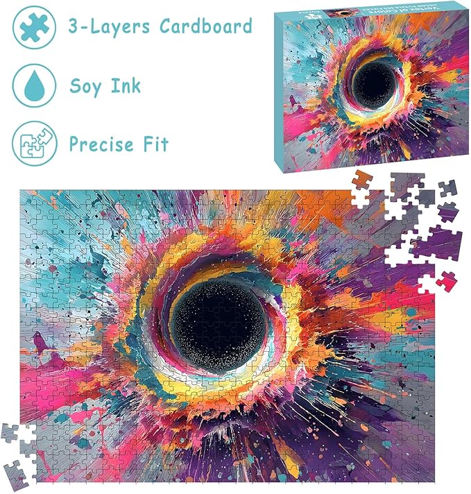 Puzzles for Adults 500 Pieces, Colorful Wall Art Jigsaw Puzzles 500 Pieces - Vortex of Colors, Impossible Puzzle for Wall Decor