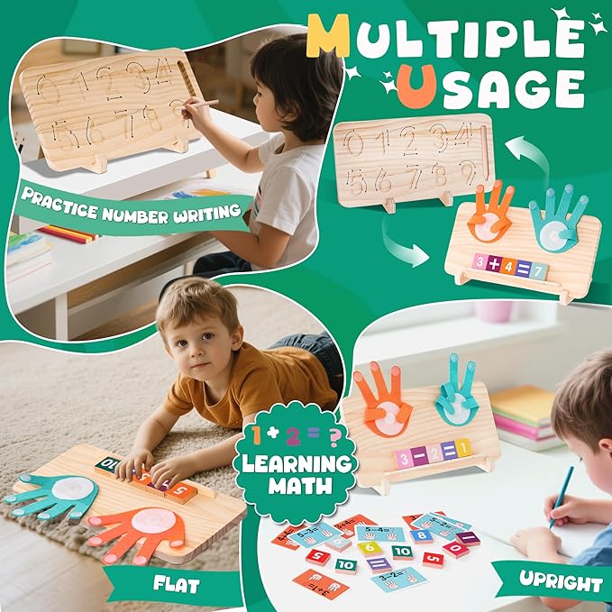 Hirger 2 in 1 Preschool Learning Toys for Toddlers 2-4, Educational Math Manipulatives Number Counting Blocks for Kids, Montessori Toy for 3 4 5 6 Year Old Boys Girls Birthday Gifts