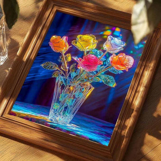 Bgraamiens Rose-1000 Pieces Rose Flowers Puzzle for Adults, Unique Flowers Art Home Decor, Valentine's Day Gift