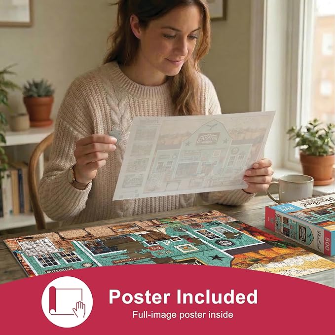 Masterpieces Antiques on Main Street Jigsaw Puzzle - 500 Pieces for Adults
