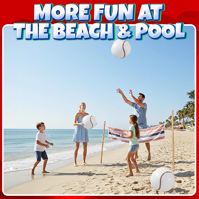 Inflatable Beach Balls (6 Pack) - 16-Inch Durable PVC Blow Up Beach Balls for Kids, Easy to Inflate, Summer Pool Float, Party Favors, Sports Theme Decorations, Giveaways & Outdoor Toys