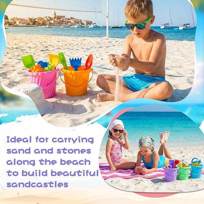 Jerify 30 Pieces Mini Plastic Beach Pail 6.3 Inch Plastic Small Bucket Small Sand Pail Building Beach and Sandbox Toys for Summer Practical Gift Party Favor and Prize (Pastel Style)