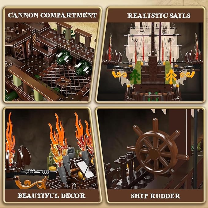 Mould King Large Pirates Ship Model Building Blocks Kits, MOC Dutchman Building Block Pirate Ship Construction Set to Build, Toys Gift for Age 14+/Adult Collections Enthusiasts (4364+Pieces)